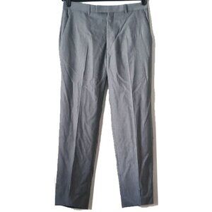 100% Wool Bowery Slim Straight Leg Pants 33R Gray Pinstripe 088009